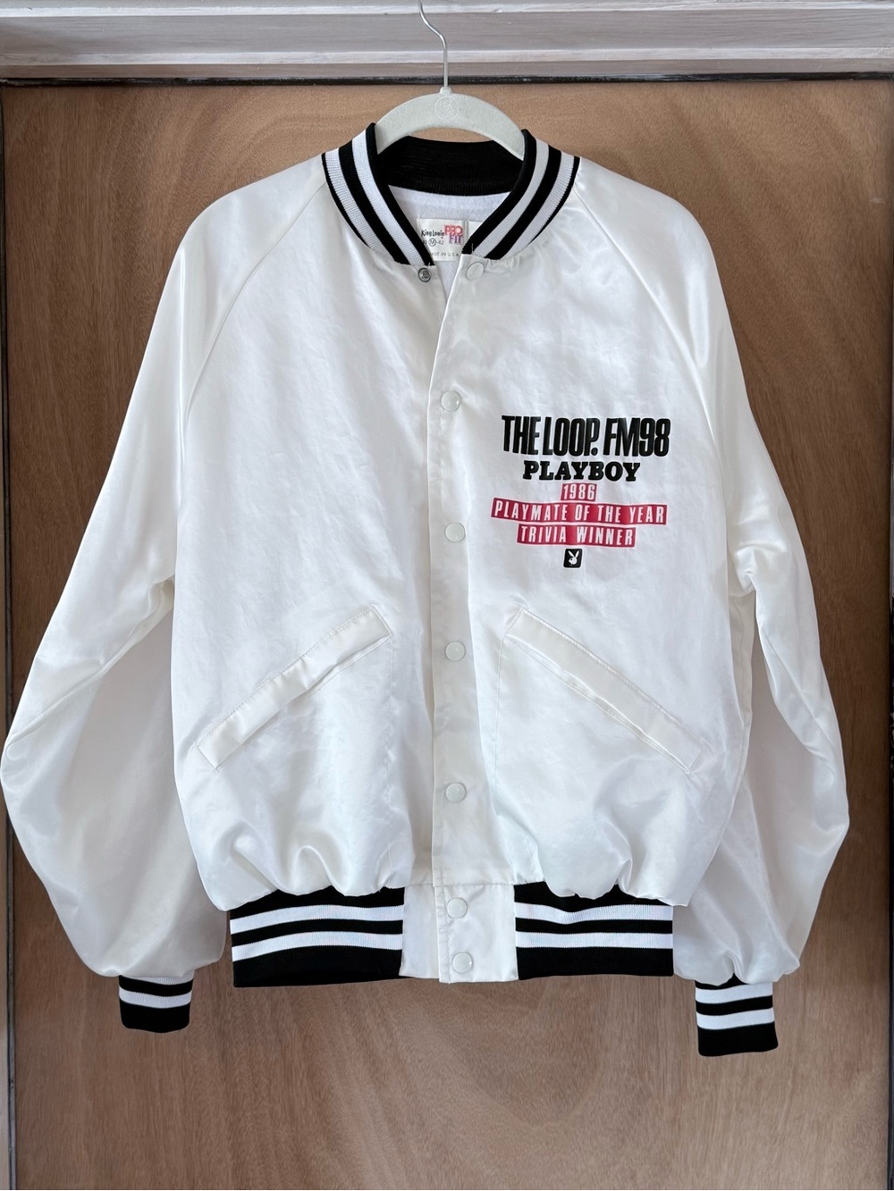 Vintage 1986 Playboy Bomber Jacket The Loop FM98 Trivia Winner USA Made Men’s M
